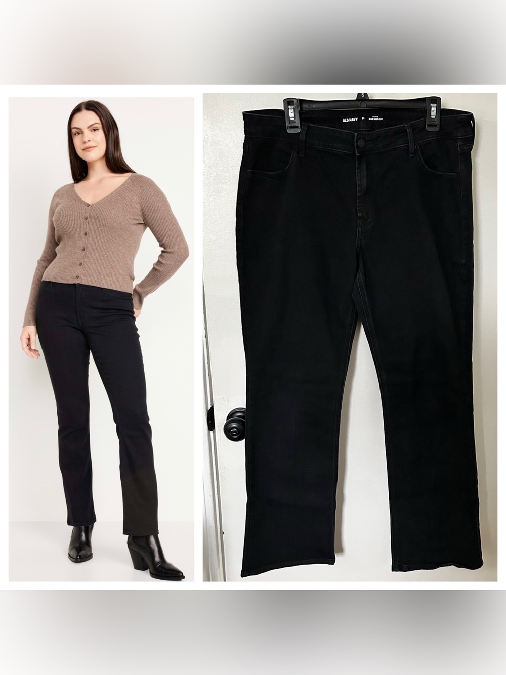 Old Navy Women’s Mid-Rise Wow Boot-Cut Black Jeans Size 14 Stretch EUC